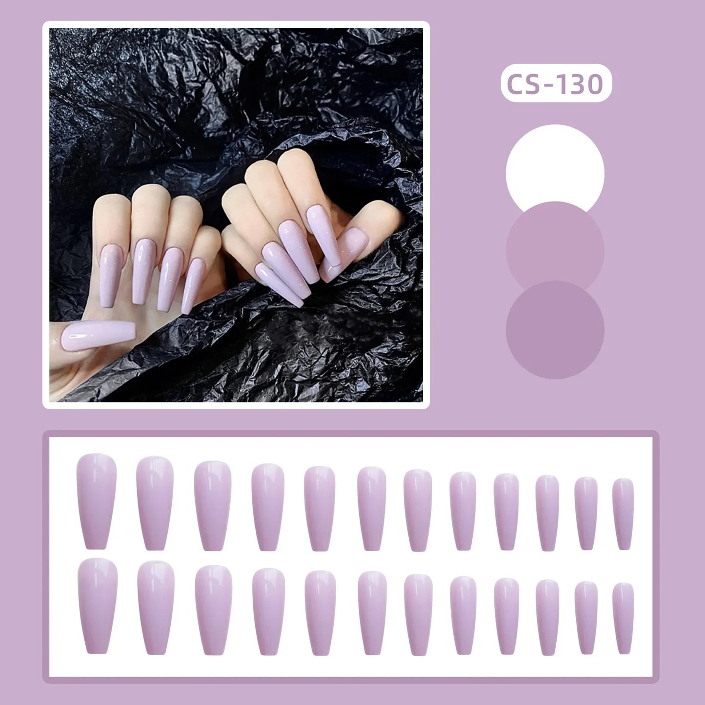 24PC Pure Elegance Single-Tone Press-On Nails