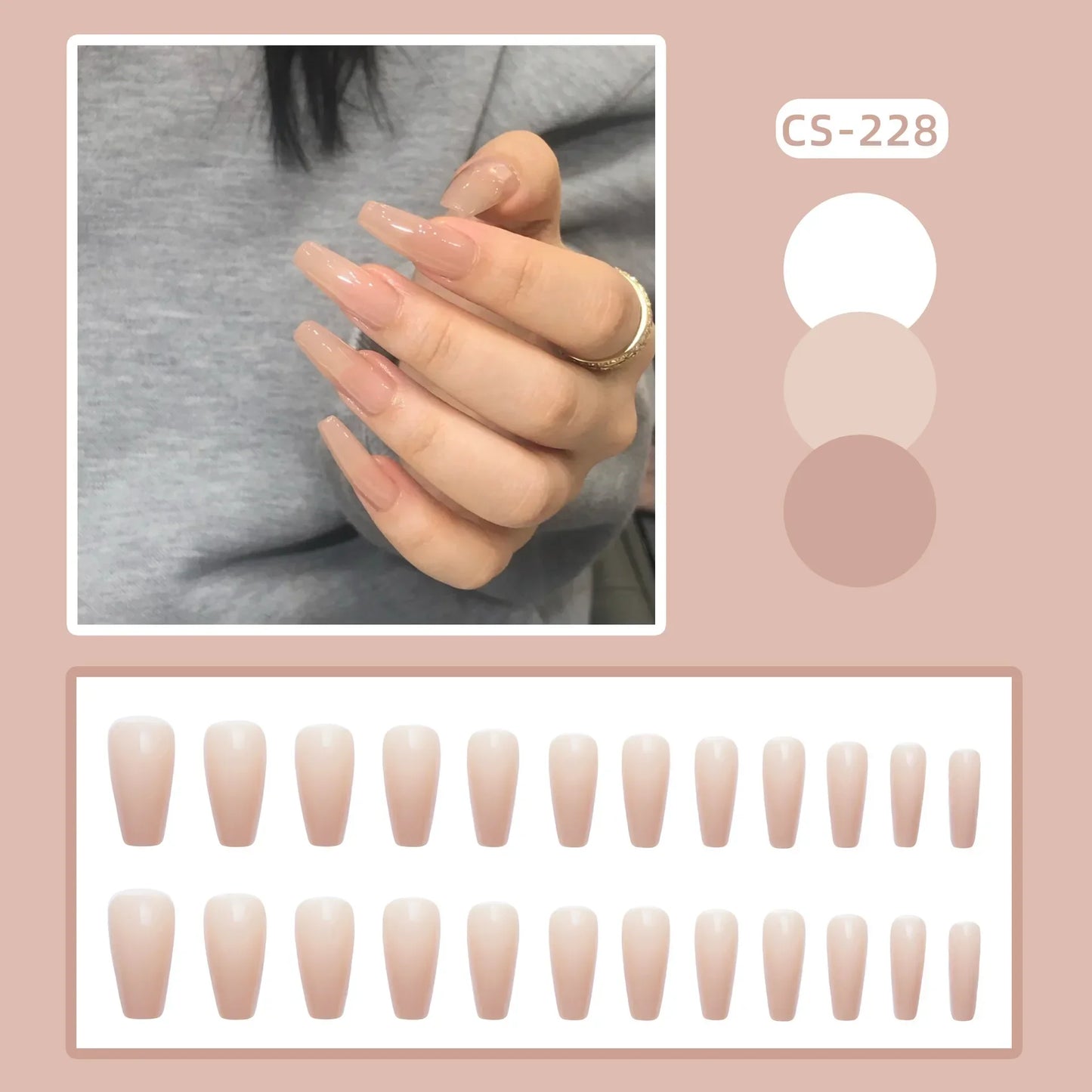 24PC Pure Elegance Single-Tone Press-On Nails