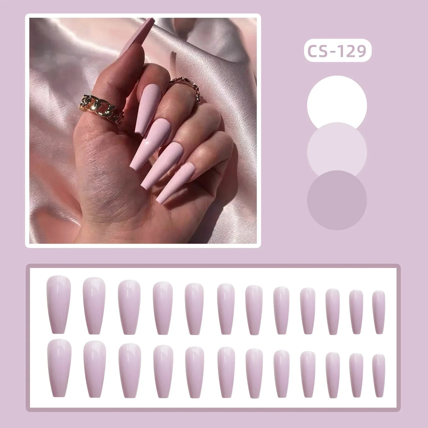 24PC Pure Elegance Single-Tone Press-On Nails