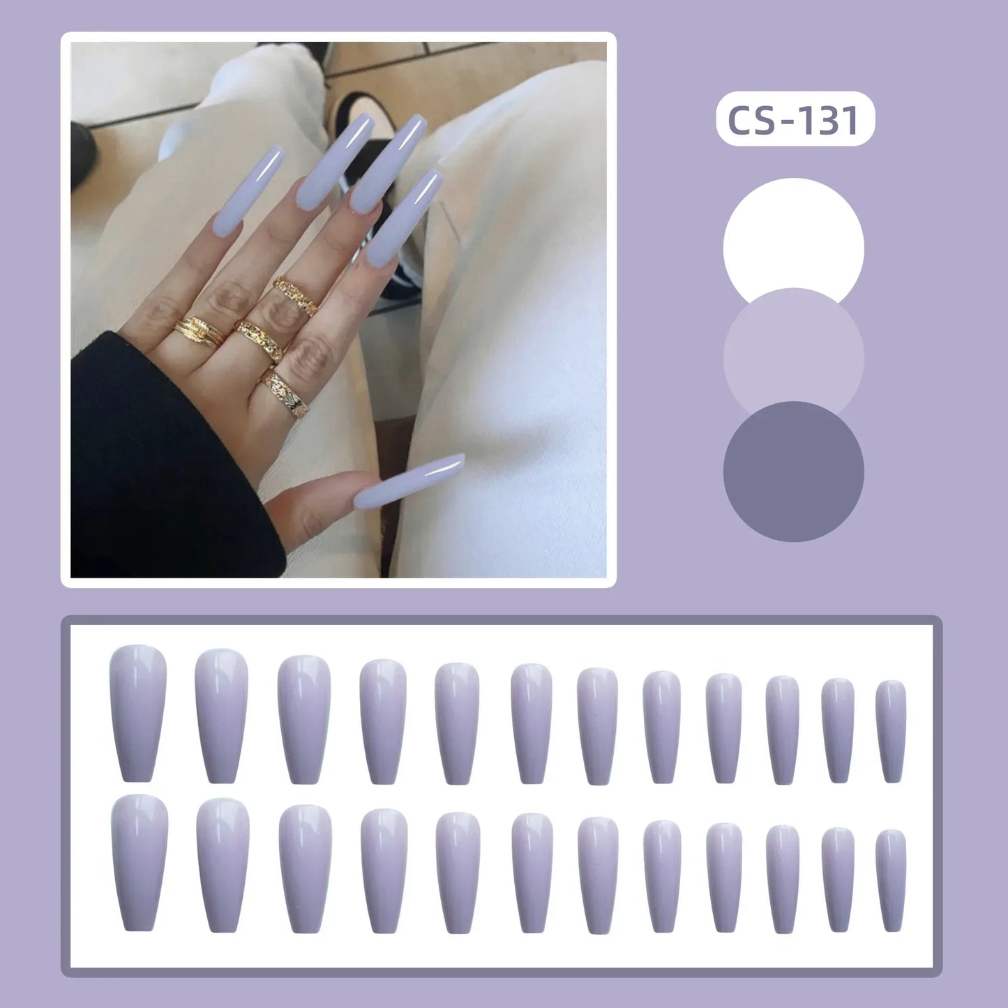 24PC Pure Elegance Single-Tone Press-On Nails