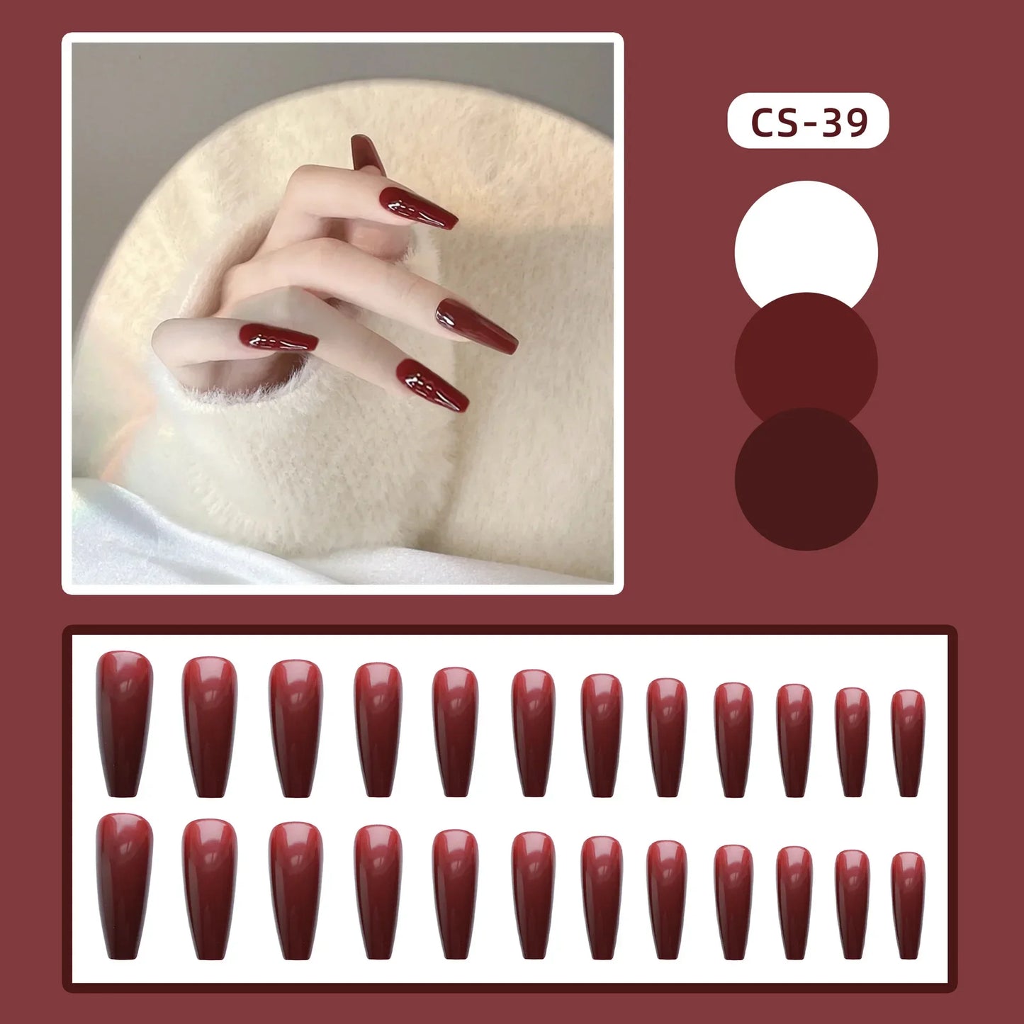 24PC Pure Elegance Single-Tone Press-On Nails