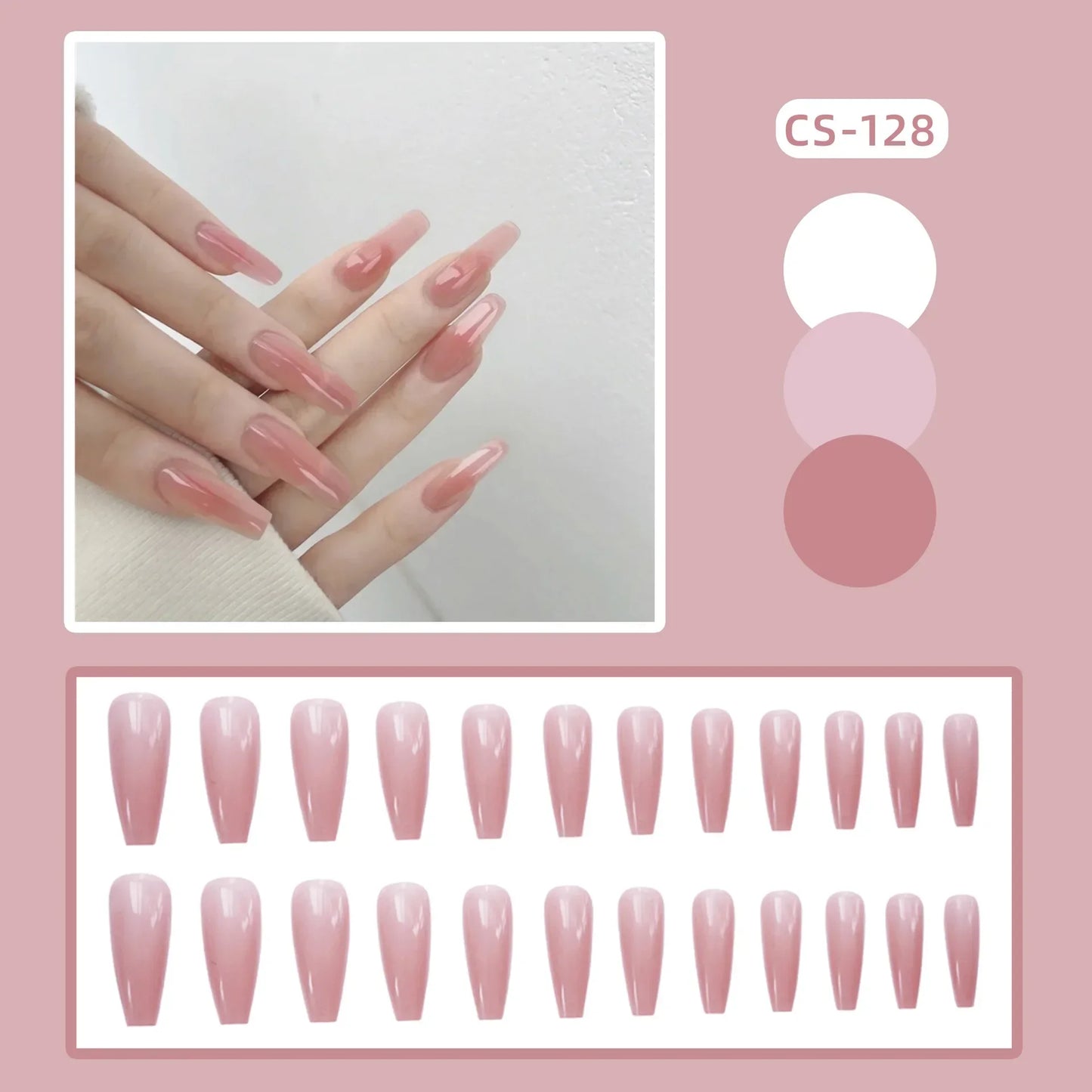 24PC Pure Elegance Single-Tone Press-On Nails