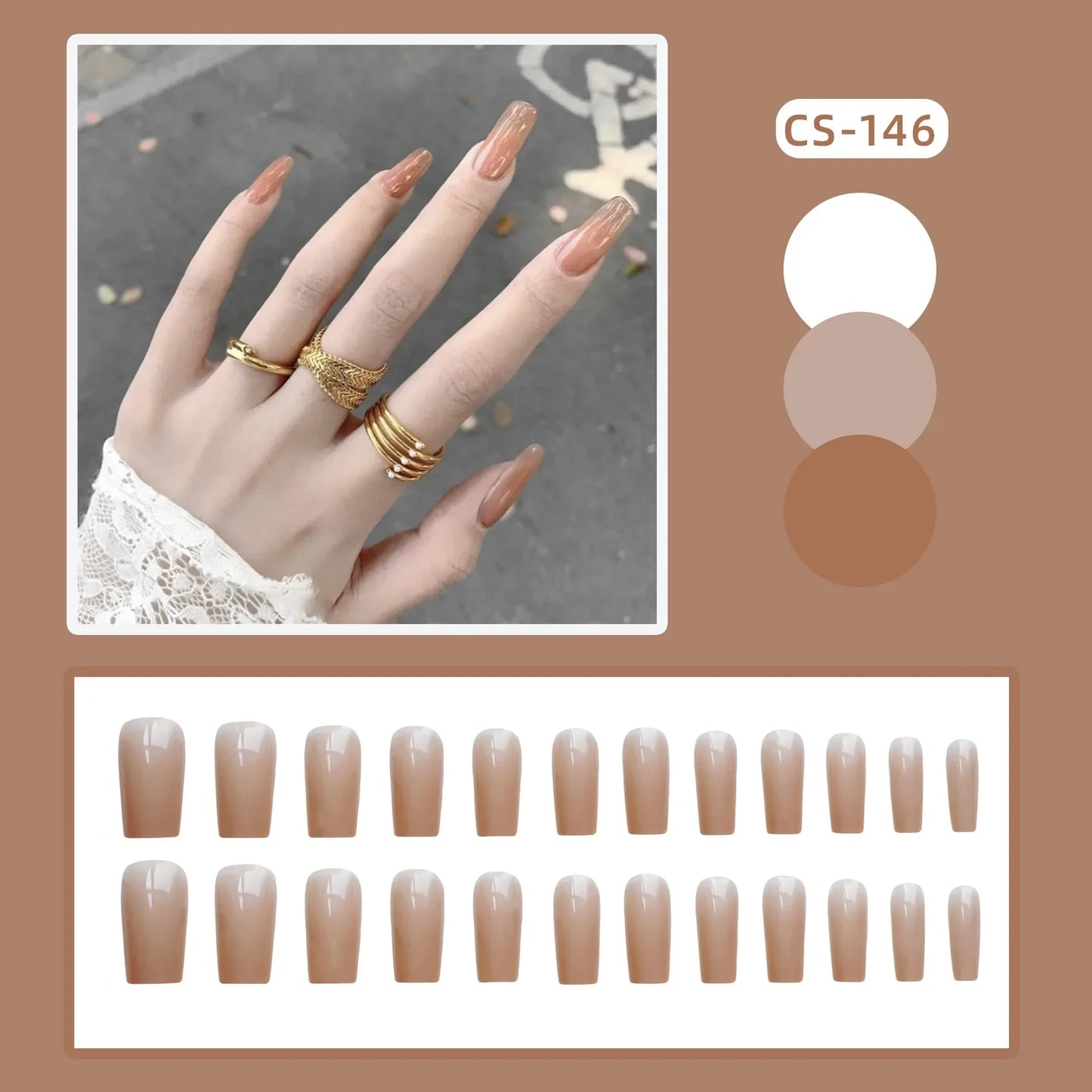 24PC Pure Elegance Single-Tone Press-On Nails