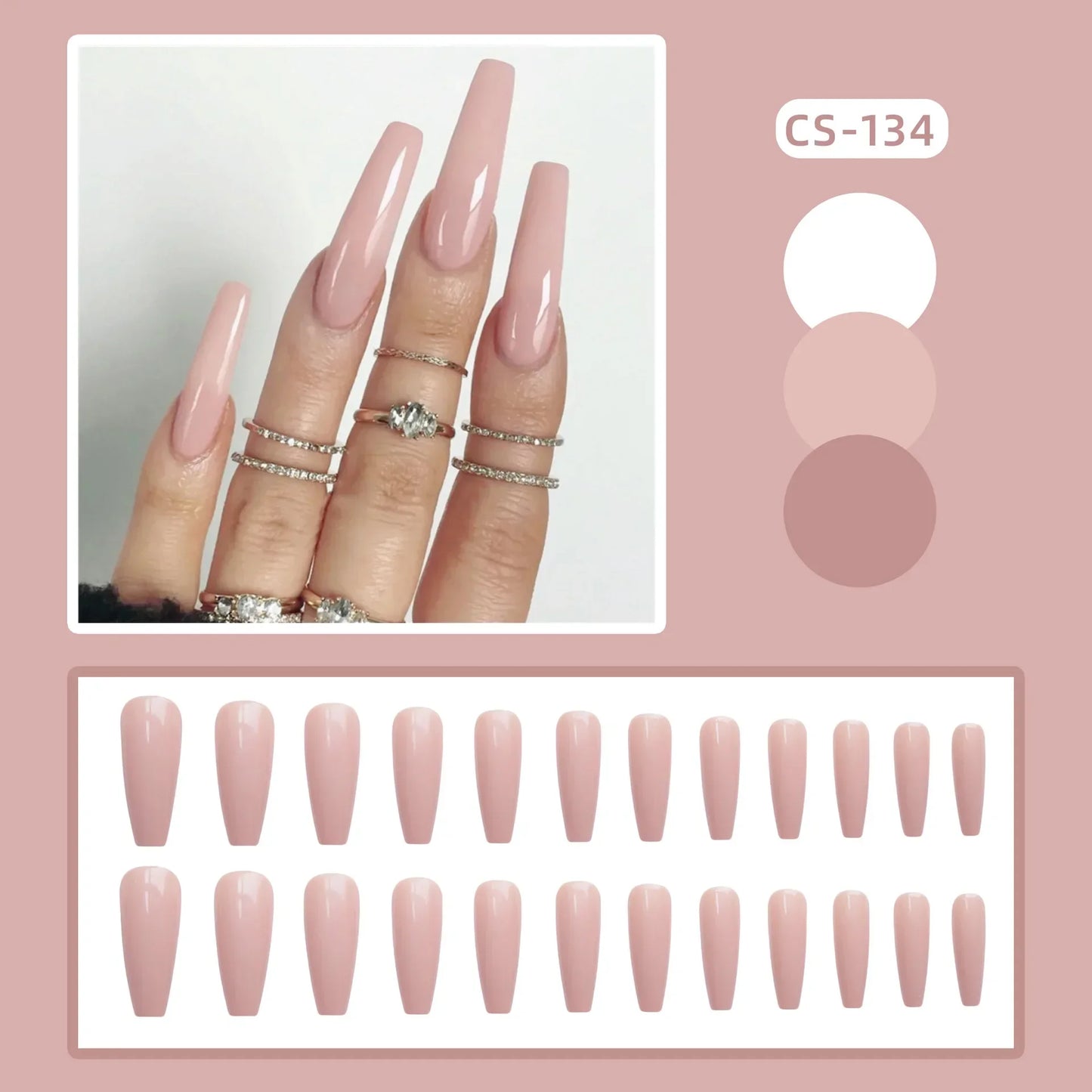 24PC Pure Elegance Single-Tone Press-On Nails