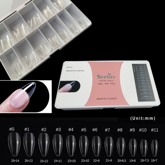 600pcs/box Fake Nails Tip Medium Almond Coffin False Nail Tips