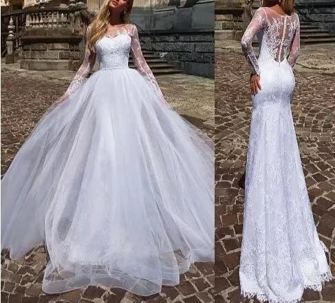 Mermaid Bridal Gown with Detachable Organza Skirt