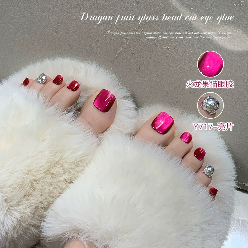 Dragon Fruit Glass Beads Cat Eye  Nail Salon
