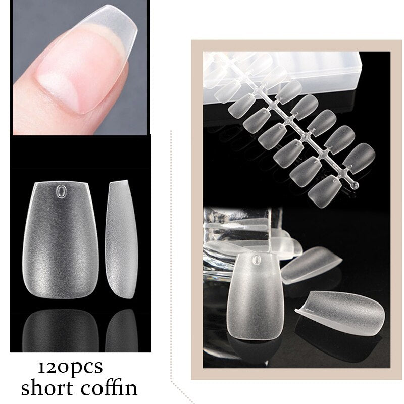 120Pcs False Nails Tips Frosted Fake Nails