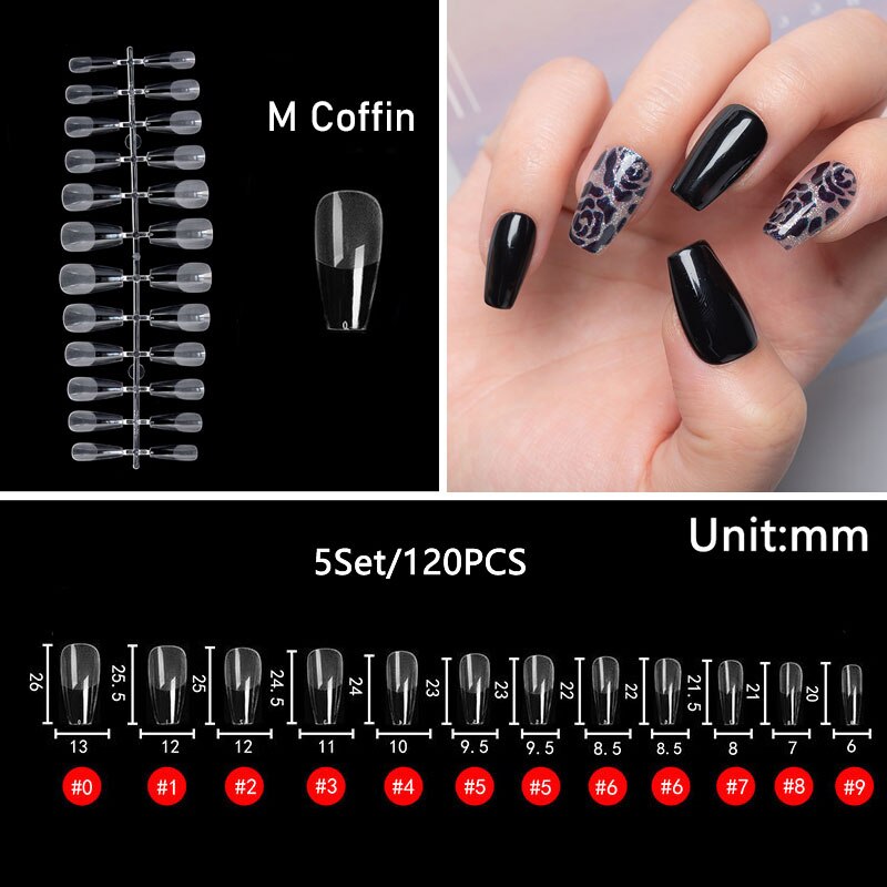 120Pcs False Nails Tips Frosted Fake Nails