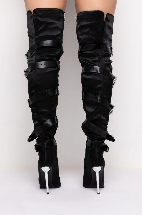 Belt Buckle Boots Over The Knee Stiletto Heel Boots