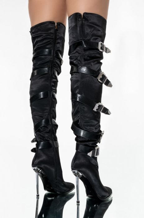 Belt Buckle Boots Over The Knee Stiletto Heel Boots