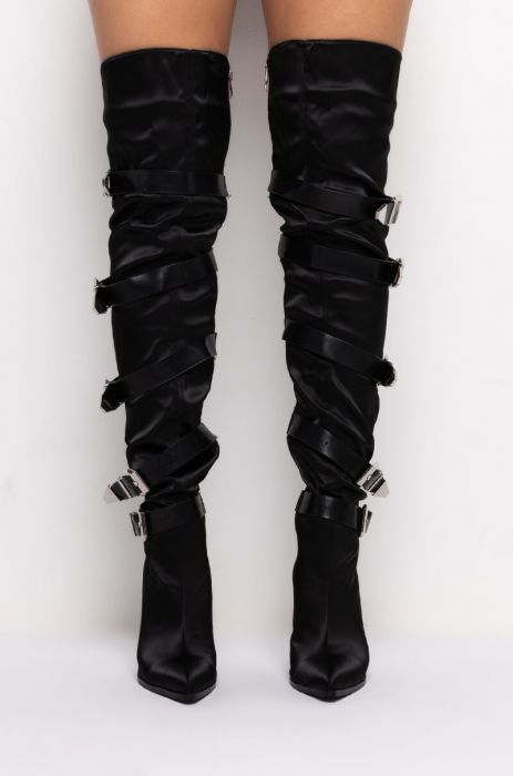 Belt Buckle Boots Over The Knee Stiletto Heel Boots