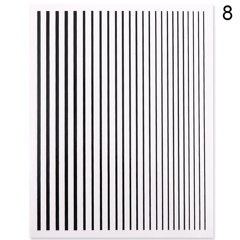 3D Lines Nail Stickers Metal Stripe Letters Decals Curve