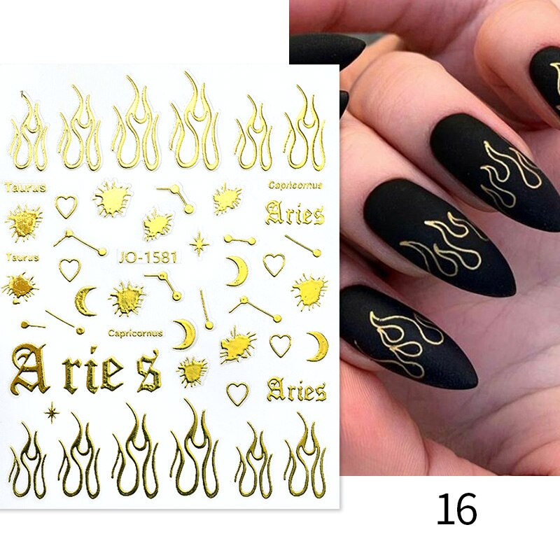 3D Lines Nail Stickers Metal Stripe Letters Decals Curve