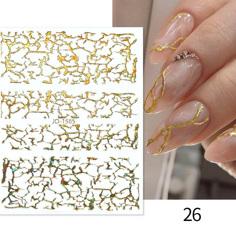 3D Lines Nail Stickers Metal Stripe Letters Decals Curve