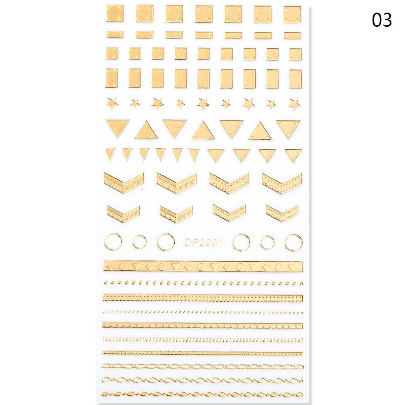 3D Lines Nail Stickers Metal Stripe Letters Decals Curve