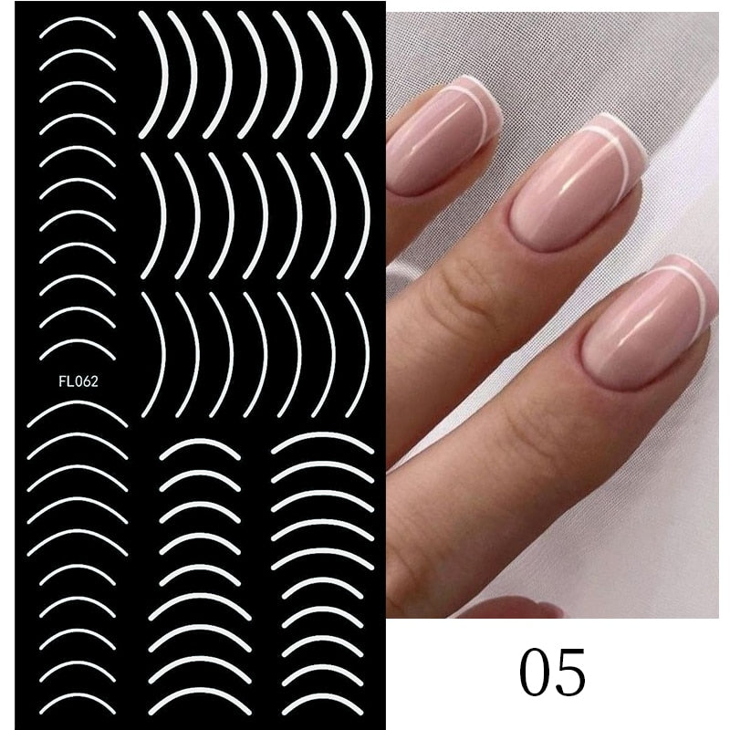 3D Lines Nail Stickers Metal Stripe Letters Decals Curve