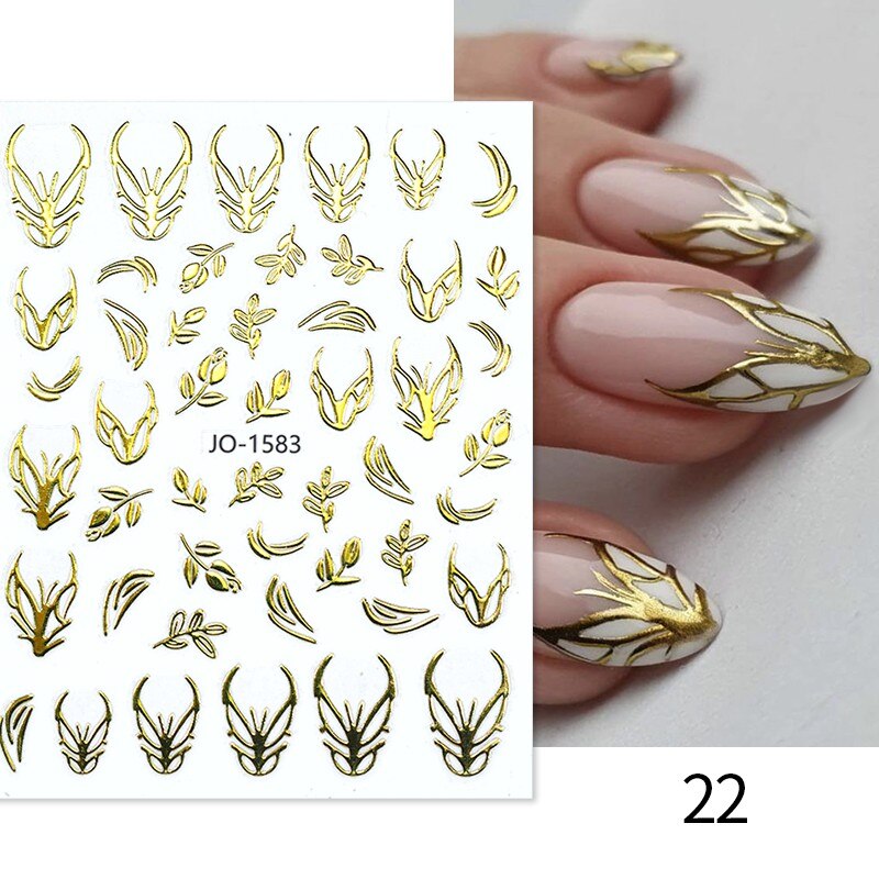 3D Lines Nail Stickers Metal Stripe Letters Decals Curve