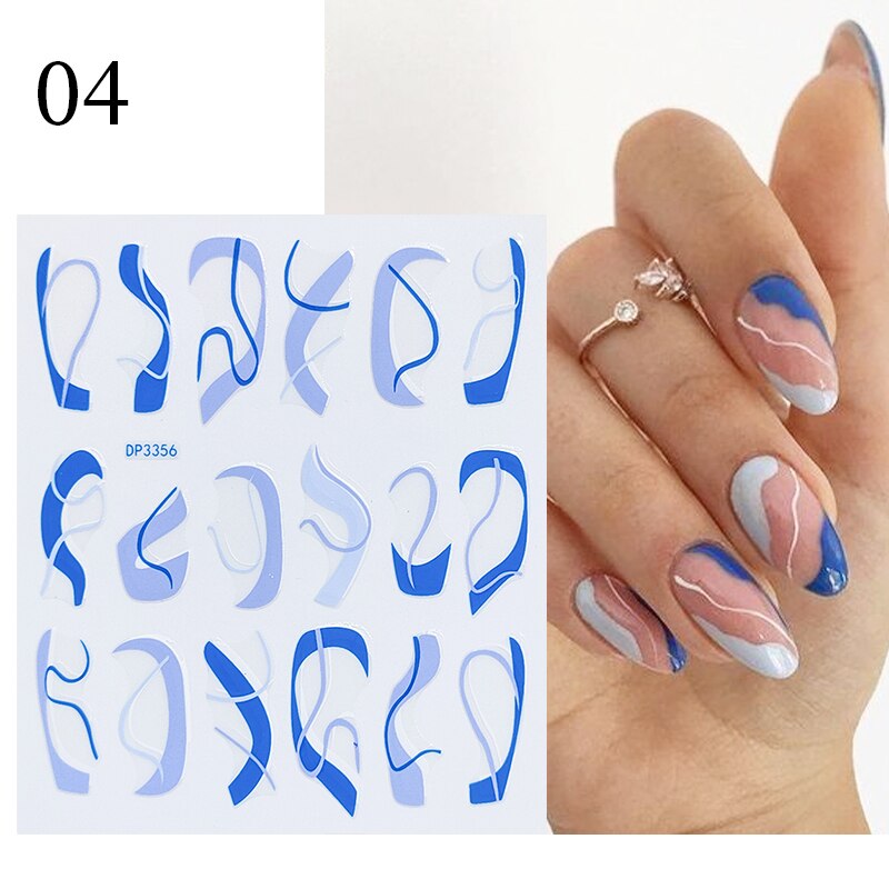 3D Lines Nail Stickers Metal Stripe Letters Decals Curve