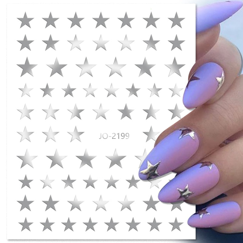 3D Lines Nail Stickers Metal Stripe Letters Decals Curve