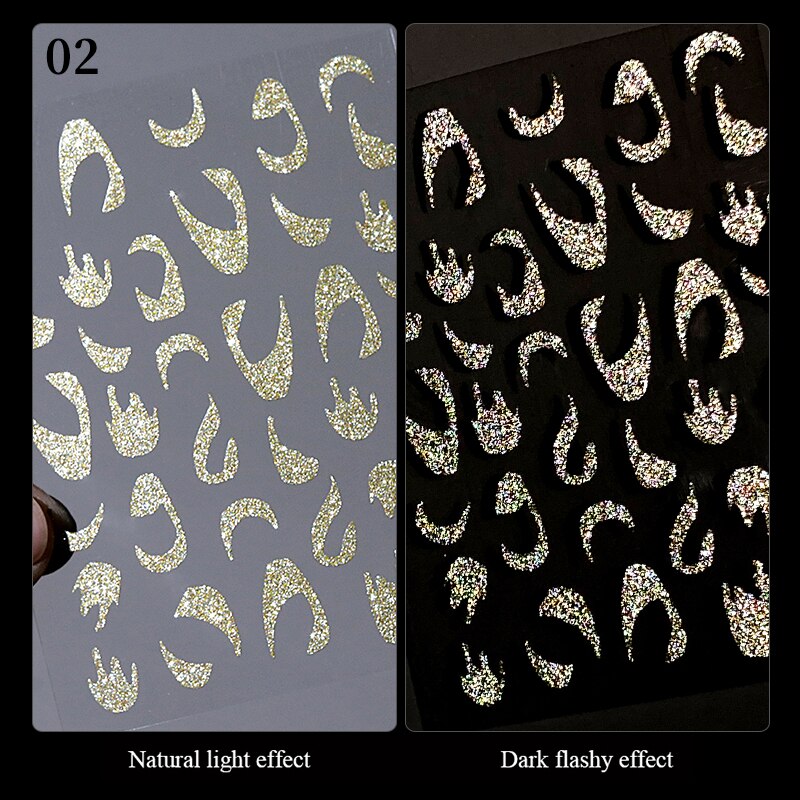 3D Lines Nail Stickers Metal Stripe Letters Decals Curve