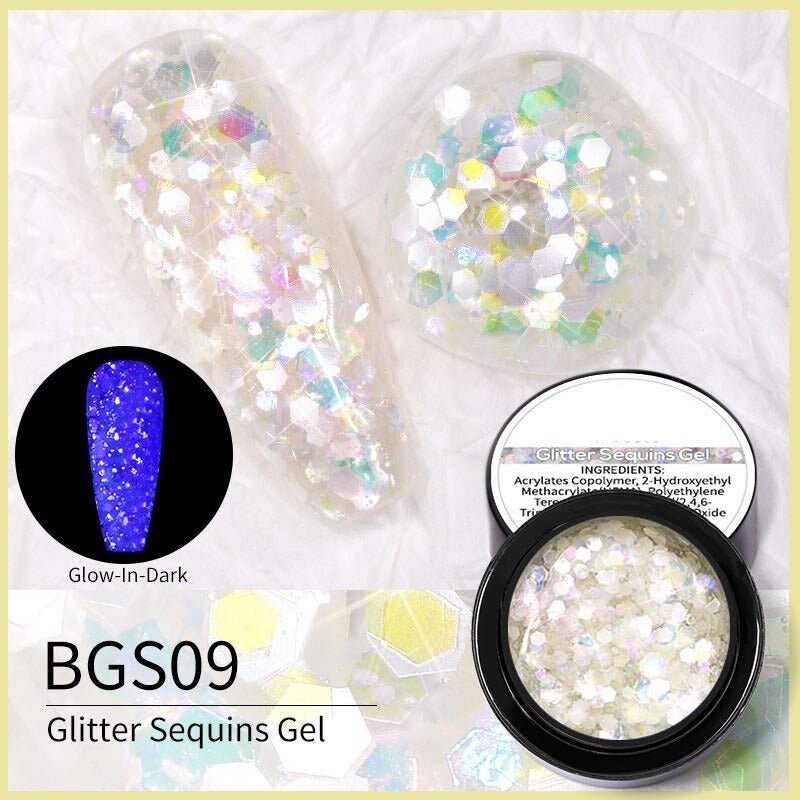 Glitter Sequins Gel Nail Polish Glow In The Dark Shining
