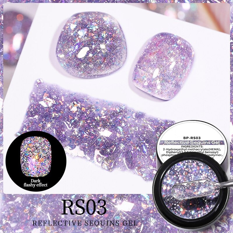 Reflective Glitter Sequins Gel Nail Polish Spaking