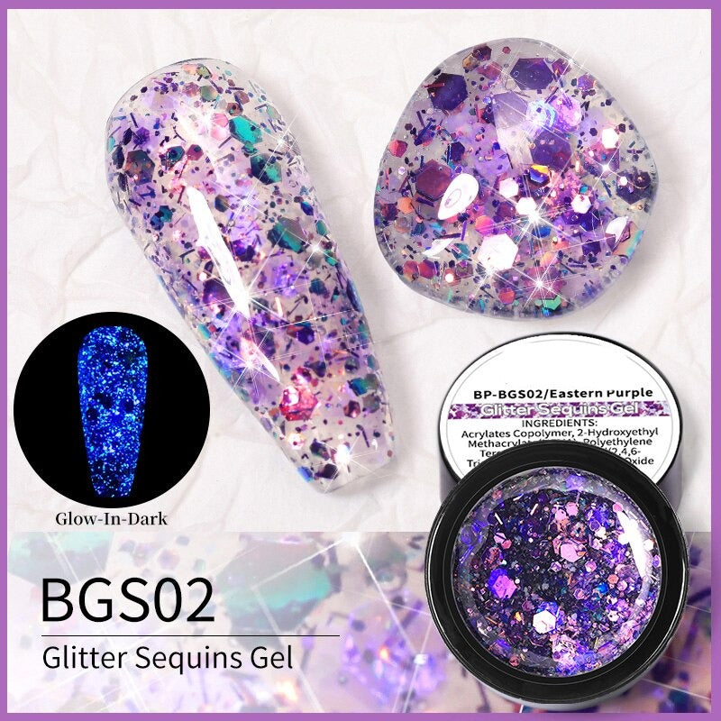 Reflective Glitter Sequins Gel Nail Polish Spaking