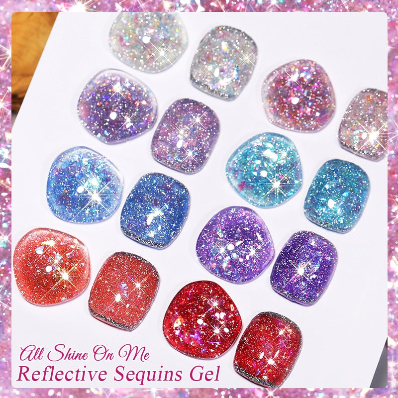 Reflective Glitter Sequins Gel Nail Polish Spaking