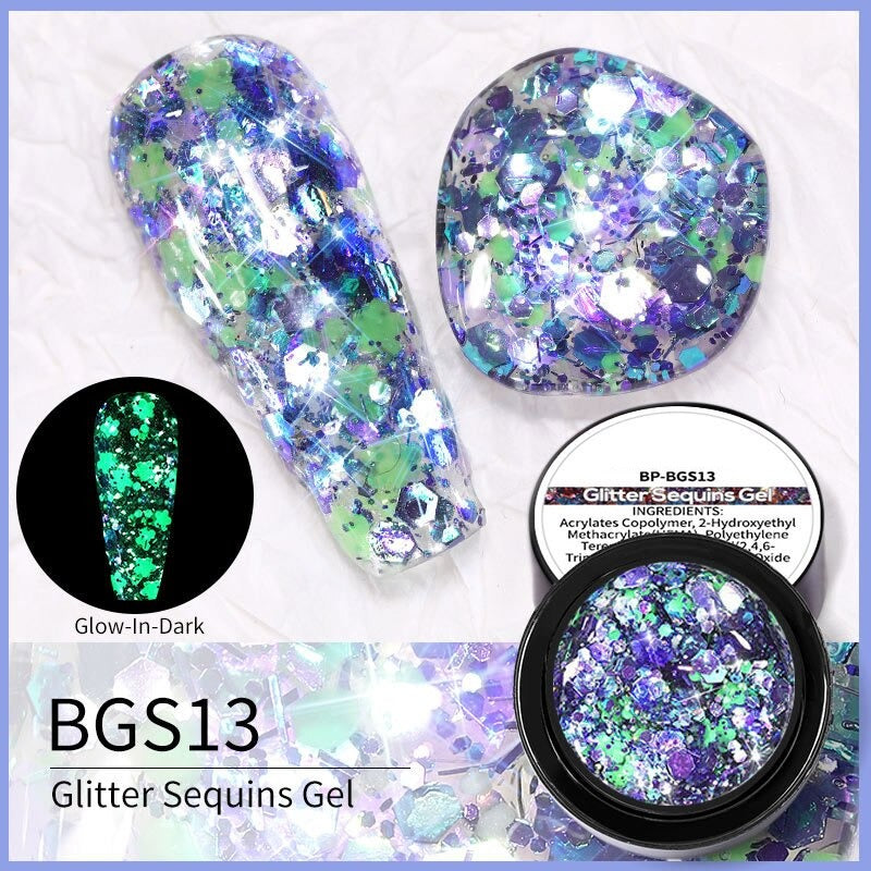 Reflective Glitter Sequins Gel Nail Polish Spaking