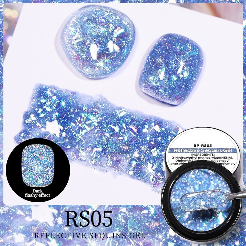 Reflective Glitter Sequins Gel Nail Polish Spaking