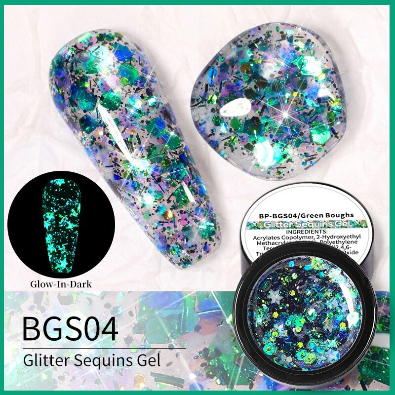 Reflective Glitter Sequins Gel Nail Polish Spaking