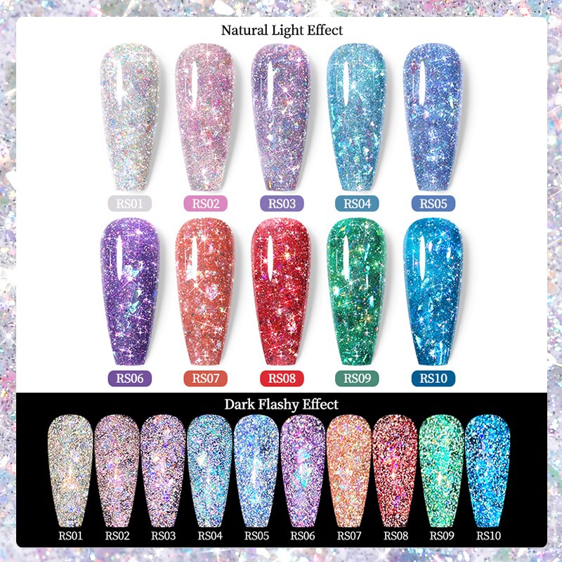 Reflective Glitter Sequins Gel Nail Polish Spaking