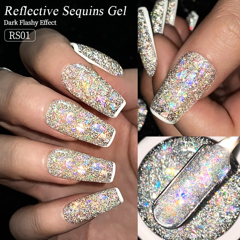 Reflective Glitter Sequins Gel Nail Polish Spaking