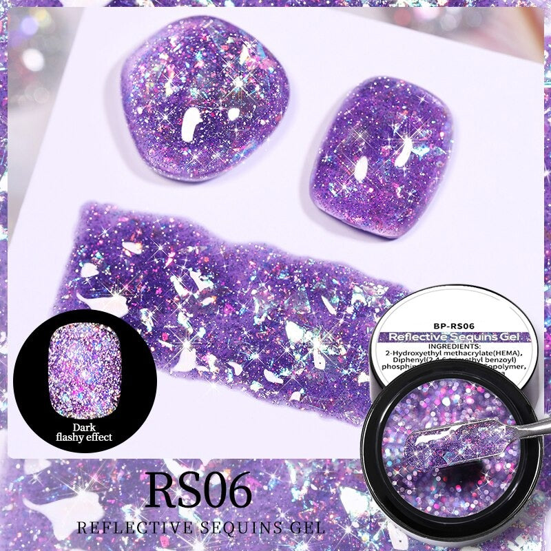 Reflective Glitter Sequins Gel Nail Polish Spaking