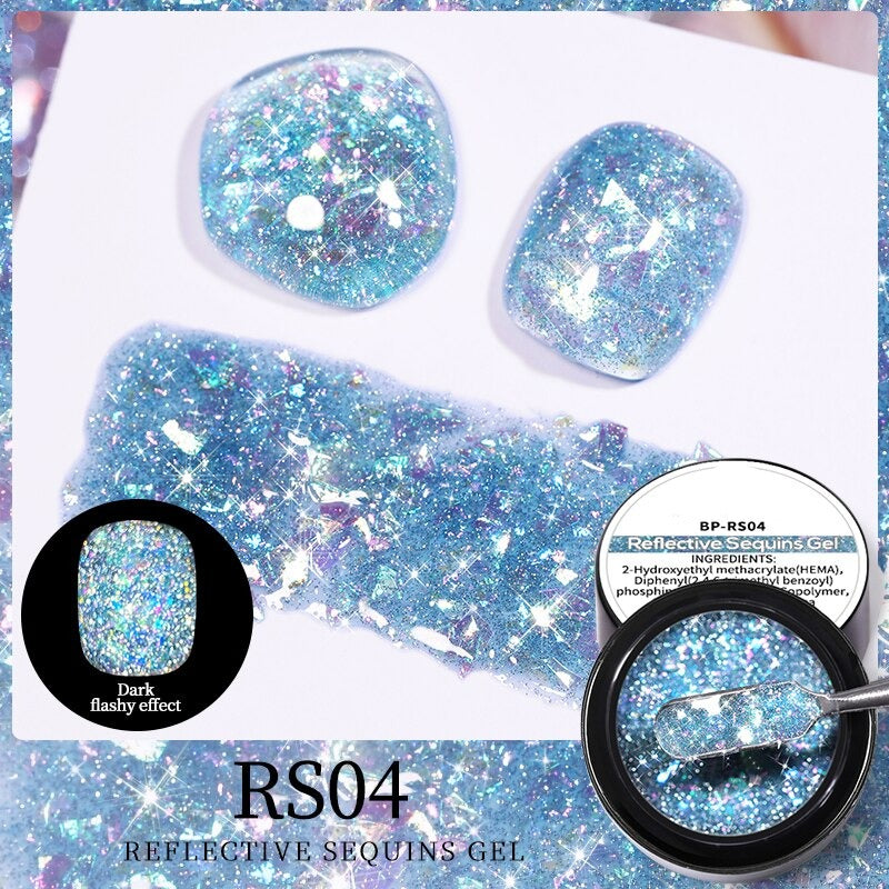 Reflective Glitter Sequins Gel Nail Polish Spaking