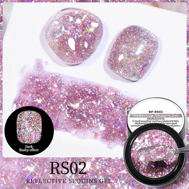 Reflective Glitter Sequins Gel Nail Polish Spaking