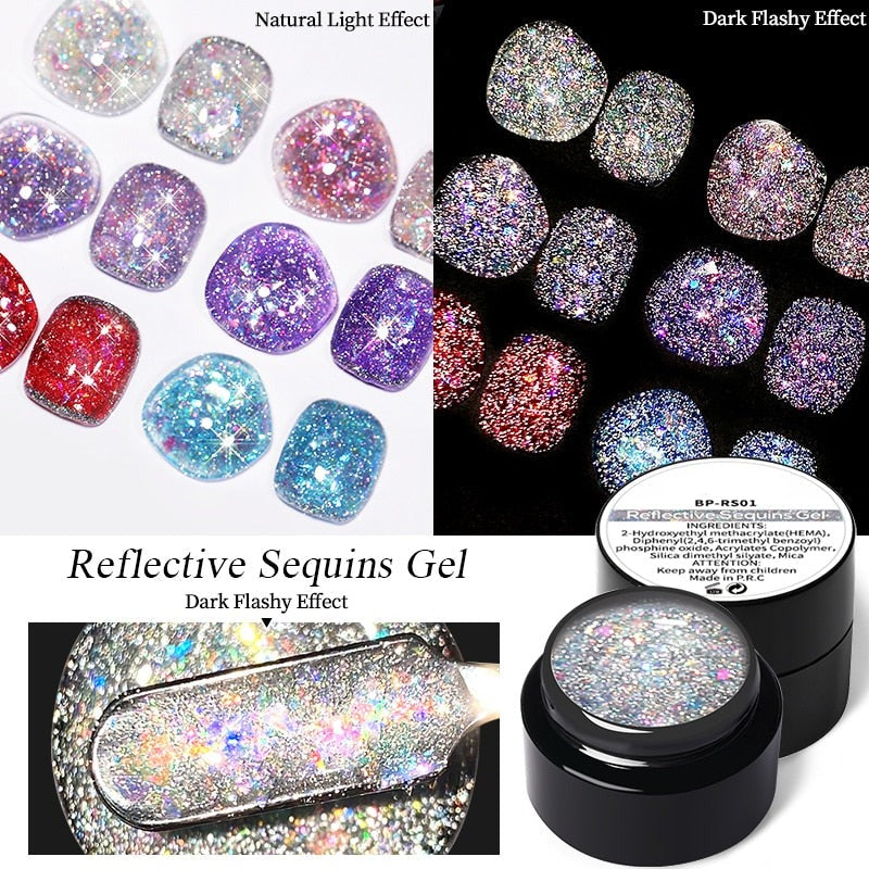 Reflective Glitter Sequins Gel Nail Polish Spaking