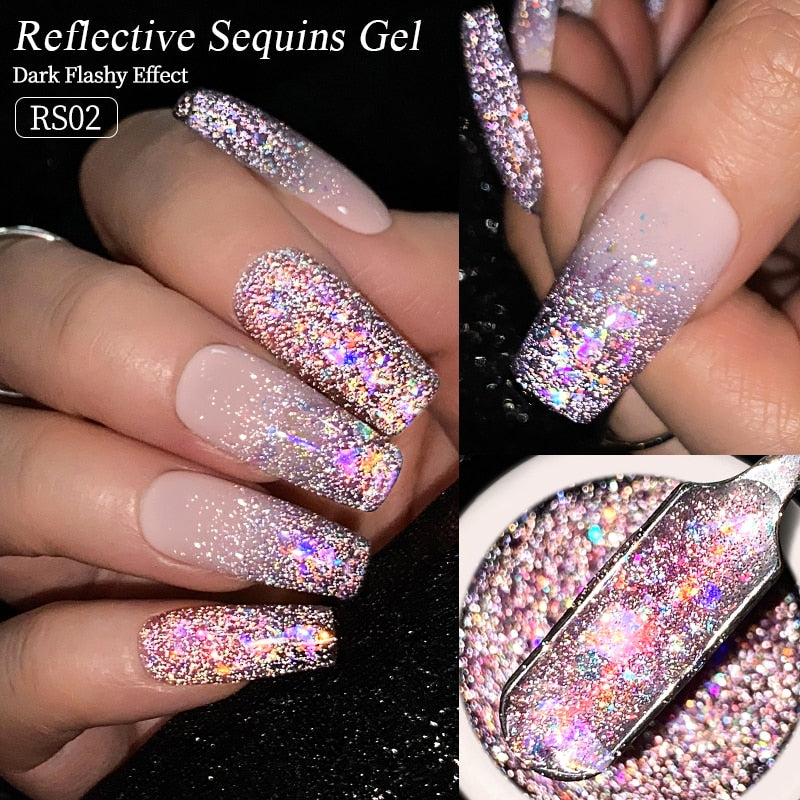 Reflective Glitter Sequins Gel Nail Polish Spaking