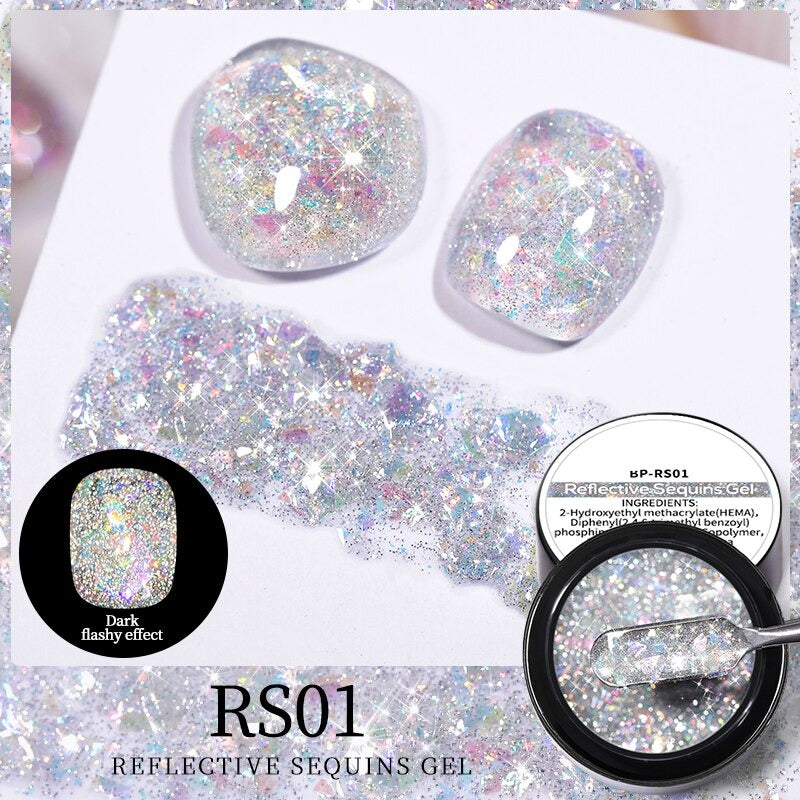 Reflective Glitter Sequins Gel Nail Polish Spaking