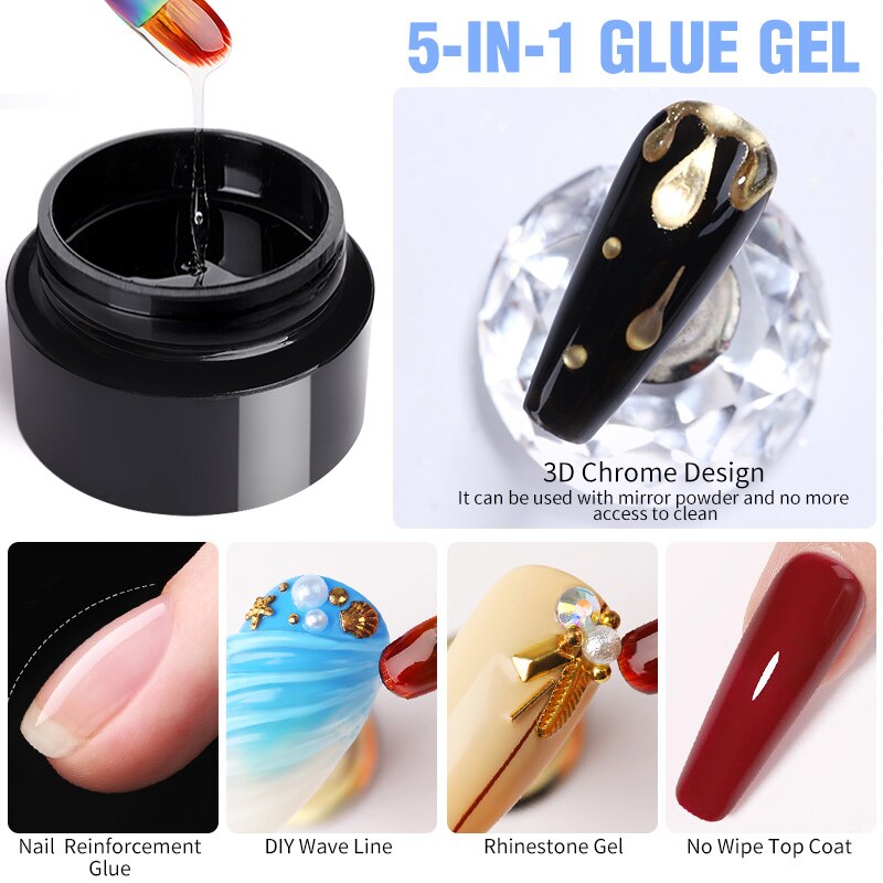 Solid Tips Gel Nail Polish Easy Stick  5 IN 1 Glue Gel