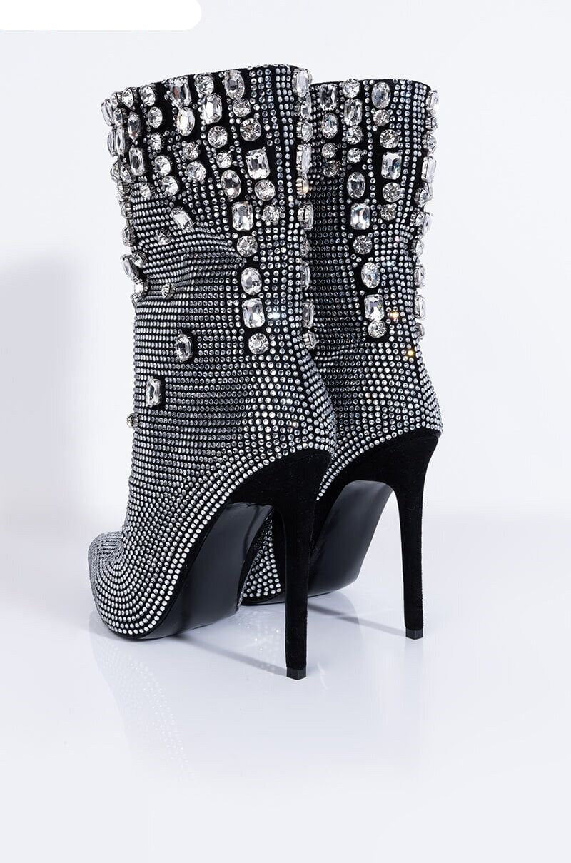 Women Bling Bling Rhinestone Ankle Boots Crystal Stiletto