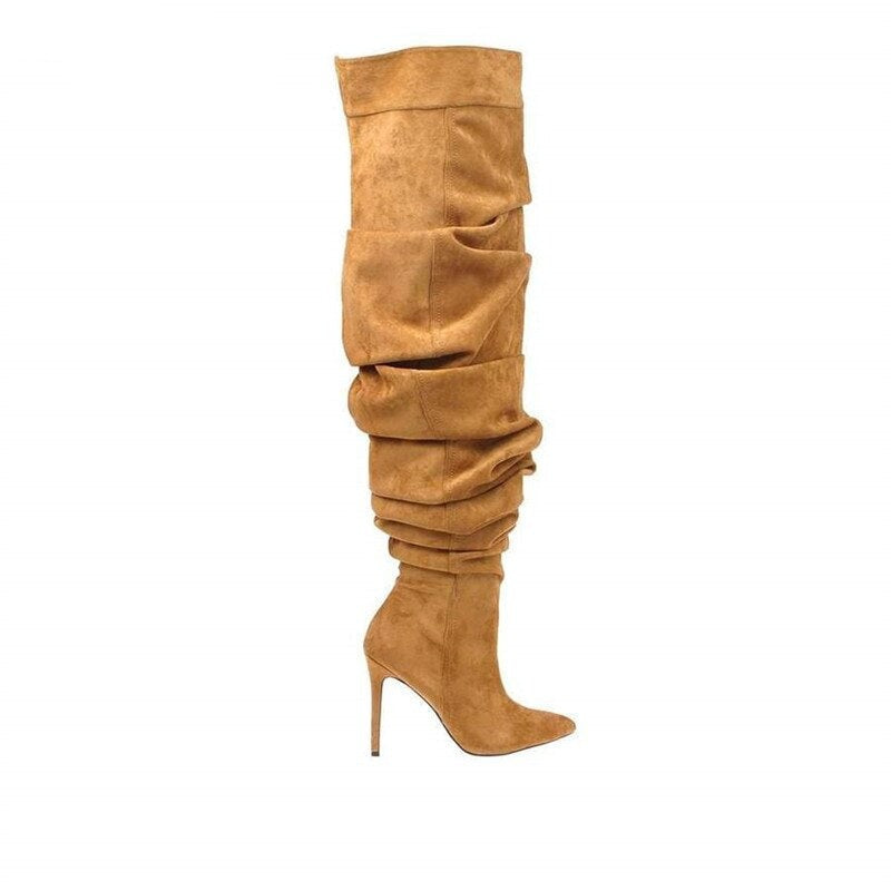 Women Winter Slouchy Thigh High Boots Over The Knee