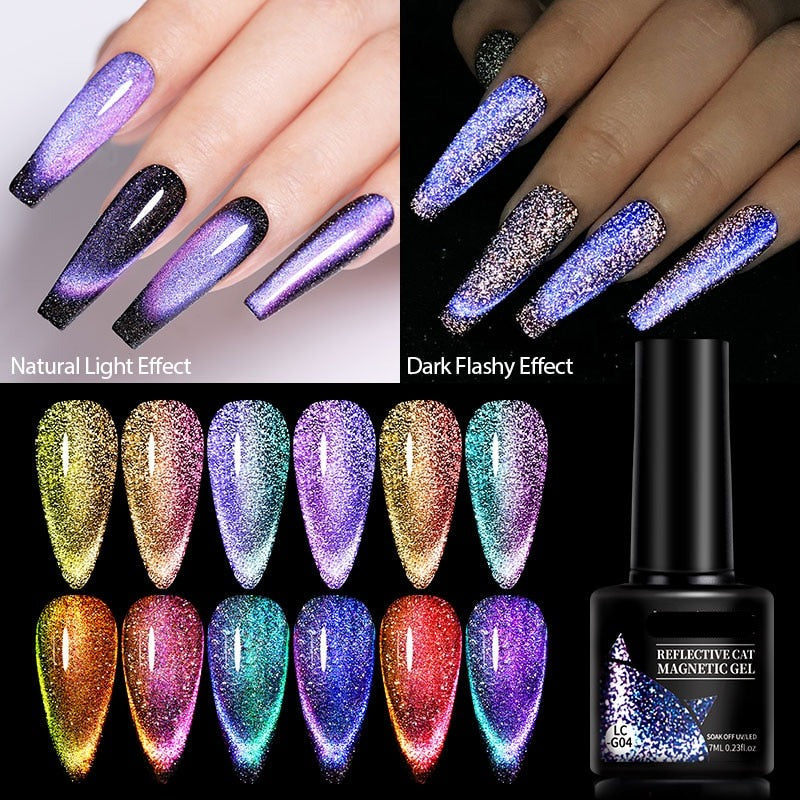 9D Reflective Cat Eye Magnetic Glitter Nail Polish