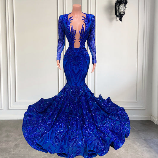 Prom Dresses 2022 O-neck Mermaid Royal Blue Gowns