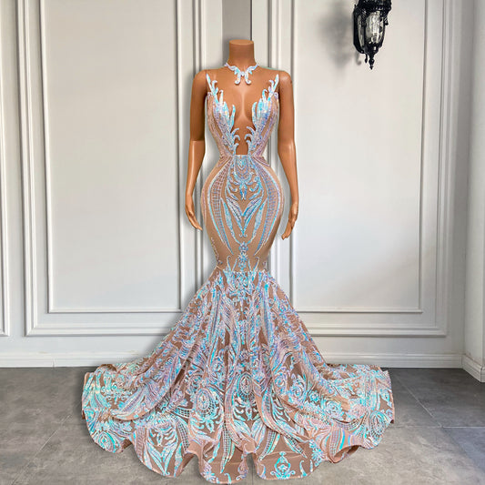Prom Dress 2022 O-neck Sleeveless Mermaid Gala Gowns