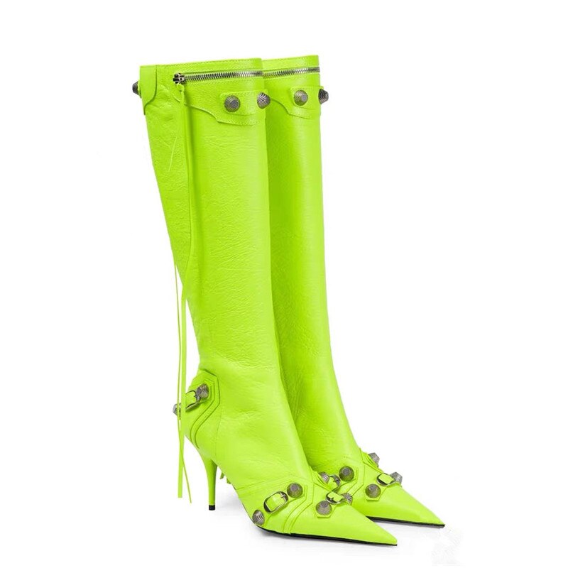 Metal Rivets Embellished Women's High Boots