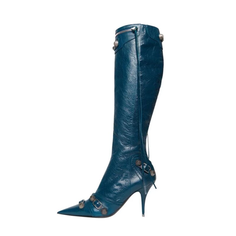 Metal Rivets Embellished Women's High Boots