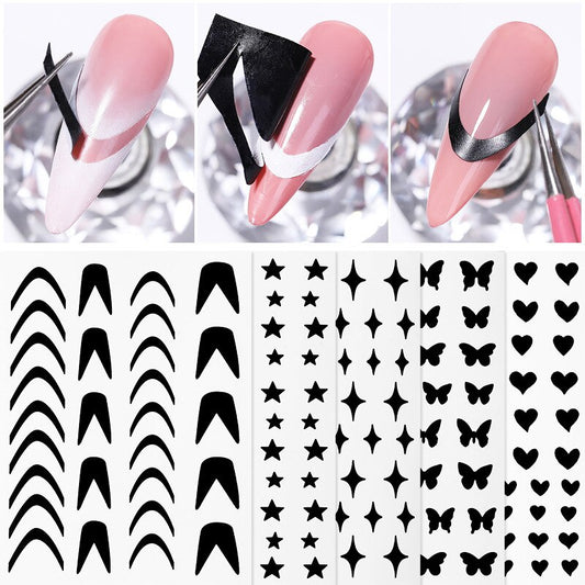 Nail Art Form Fringe Tip Stencil Decals  Nail Sticker