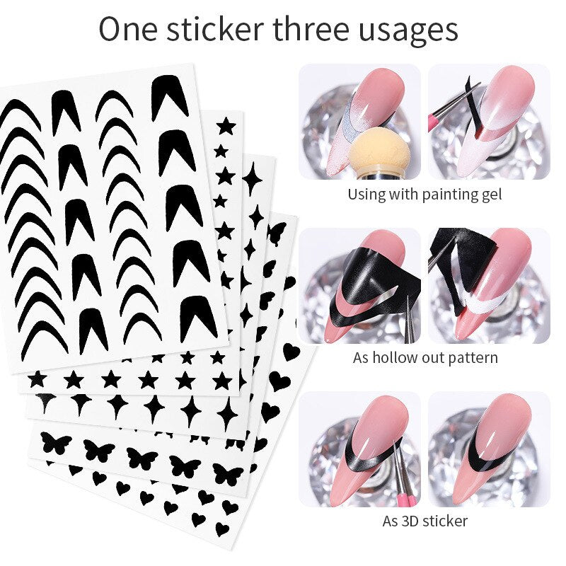 Nail Art Form Fringe Tip Stencil Decals  Nail Sticker